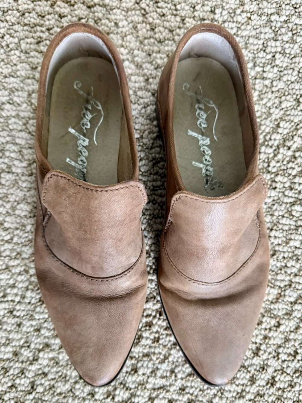 Free People Brady Leather Slip-On Loafer | Taupe Tan Pointed Toe